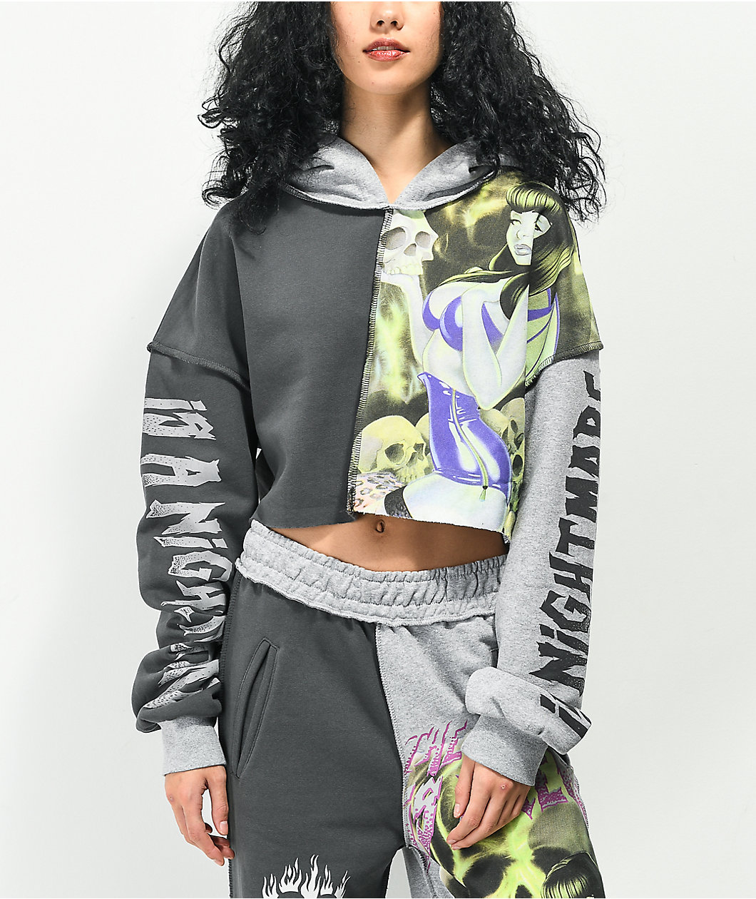 NGOrder Spliced Black Crop Hoodie