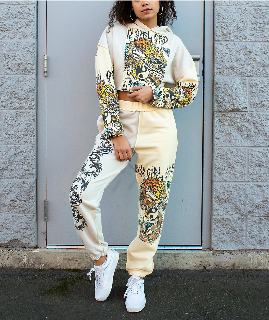 NGOrder Yin Yang Dragon Panel Yellow & Beige Sweatpants
