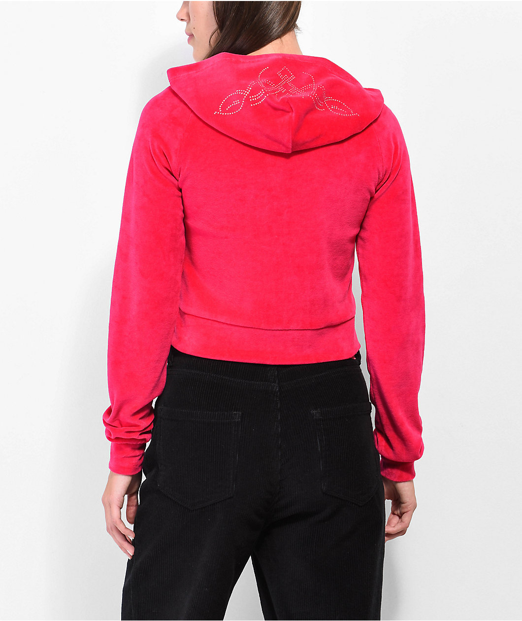 NGOrder x Sanrio Kuromi Hot Pink Velour Crop Zip Hoodie