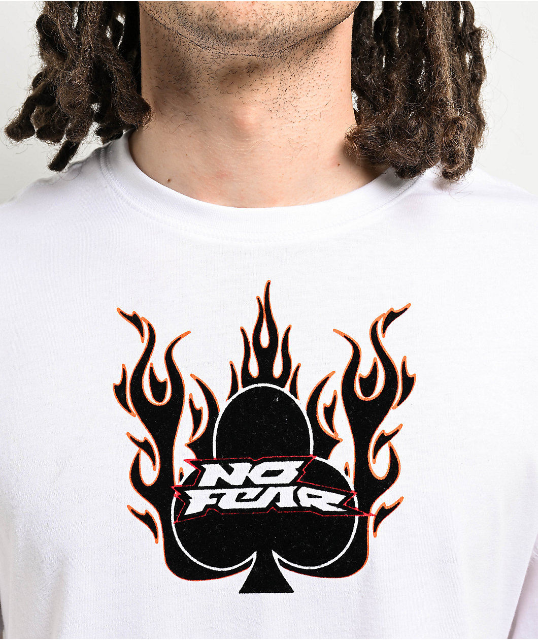 NO FEAR Flames Club White Long Sleeve T-Shirt