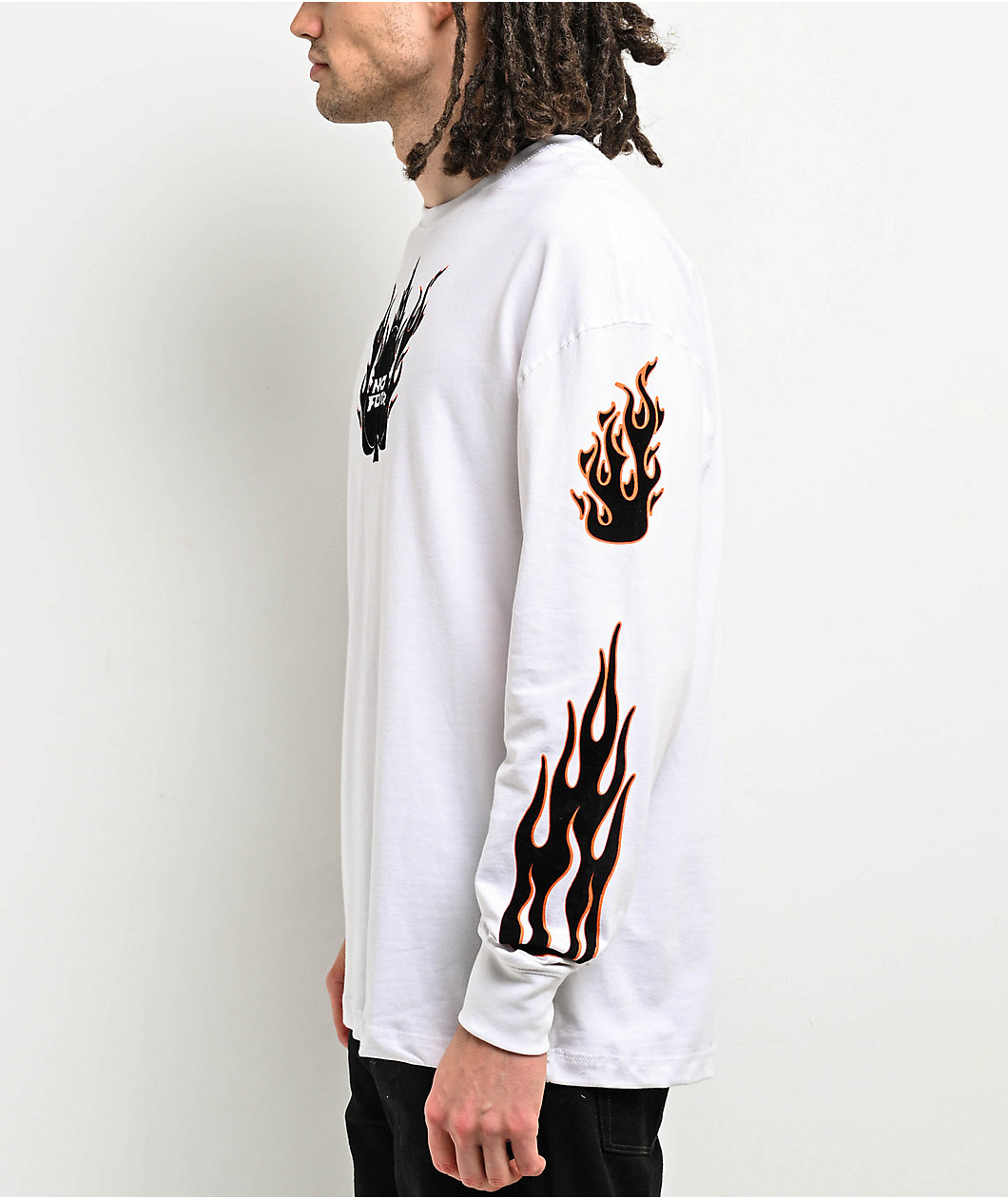 NO FEAR Flames Club White Long Sleeve T-Shirt