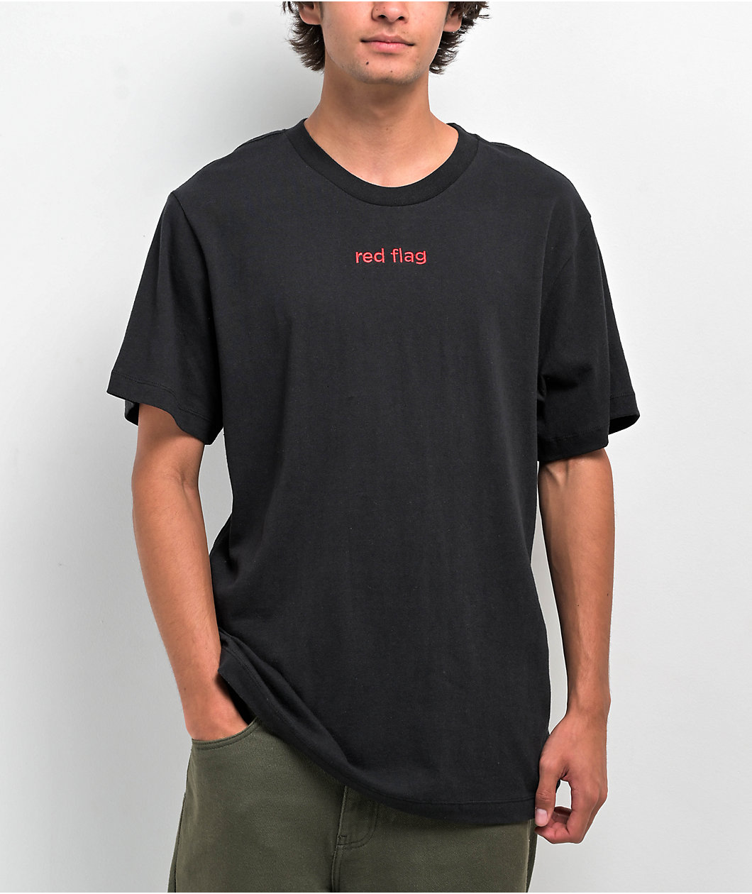 Neon Riot Red Flag Black T-Shirt