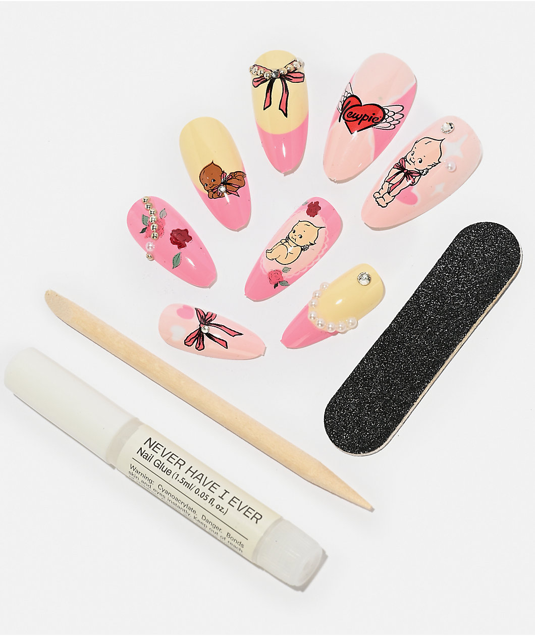 Never Have I Ever Kewpie x ONCH Pastel Pink Press-On Nails
