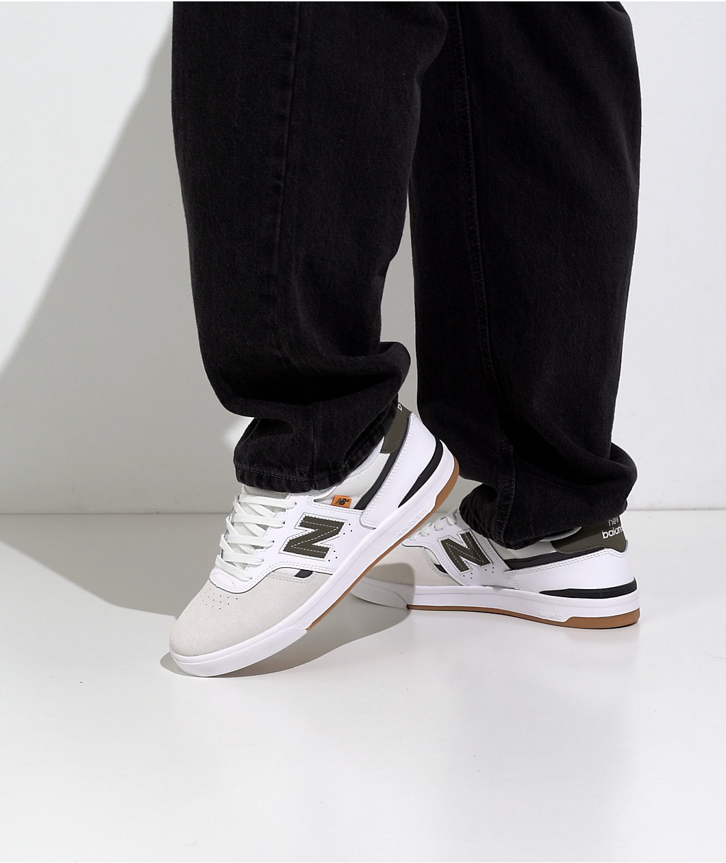 New Balance Numeric 306 Cup Jamie Foy White & Olive Skate Shoes