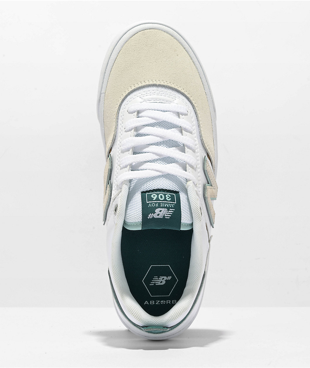 New Balance Numeric 306 Jamie Foy White, Cream, & Teal Skate Shoes