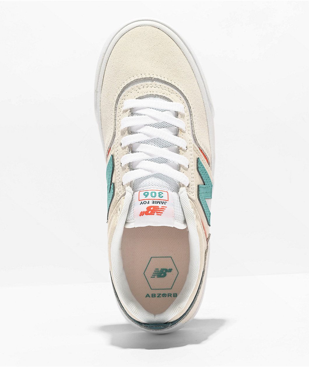 New Balance Numeric Kids 306 Jamie Foy Cream, Teal & Orange Skate Shoes