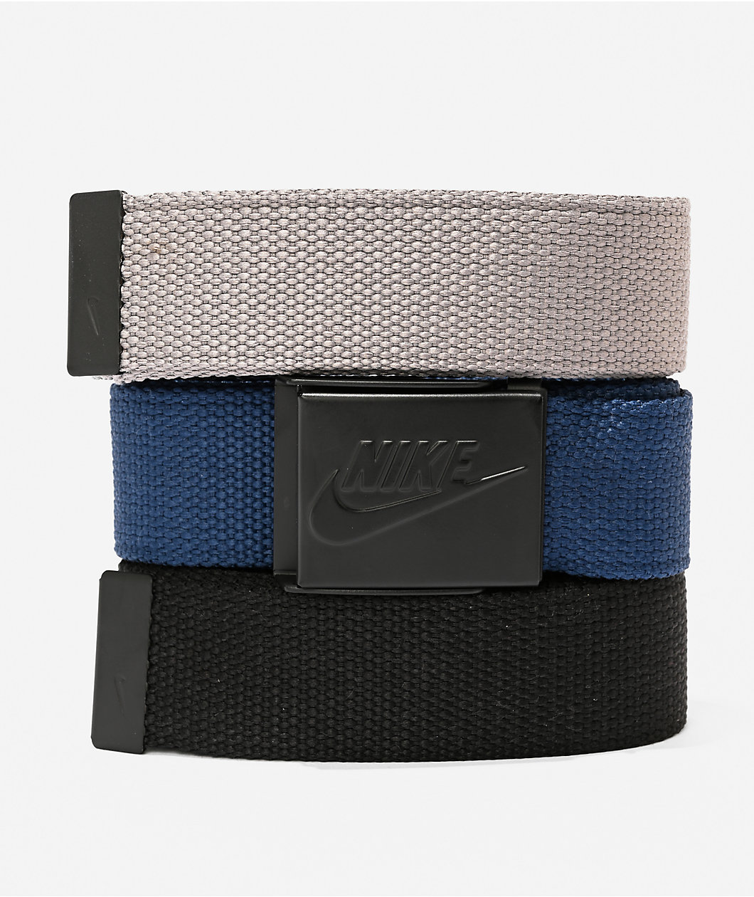 Nike 3-In-1 Black, Grey & Navy 3 Pack Web Belts
