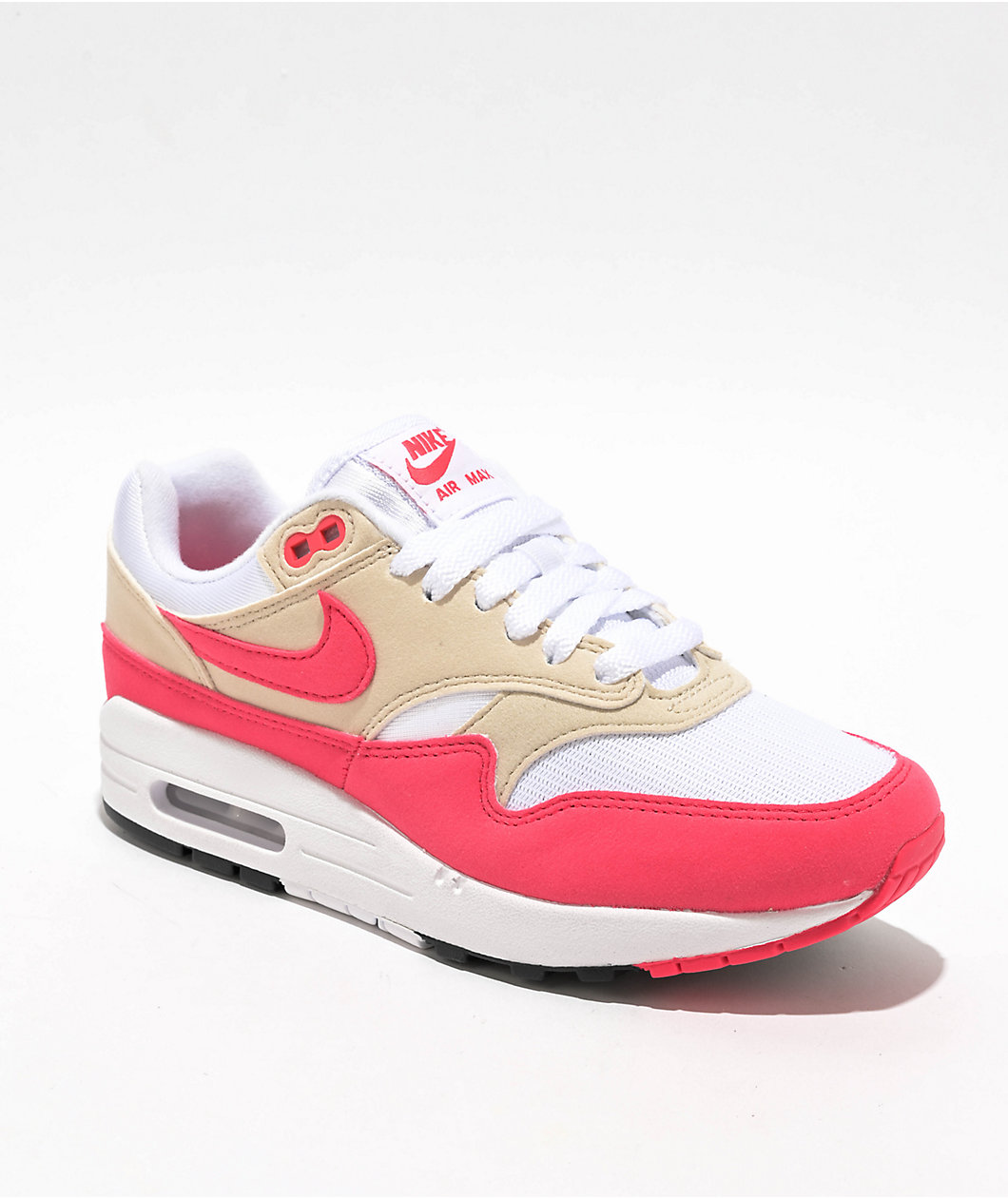 Nike Air Max 1 White, Aster Pink & Light Orewood Brown Shoes