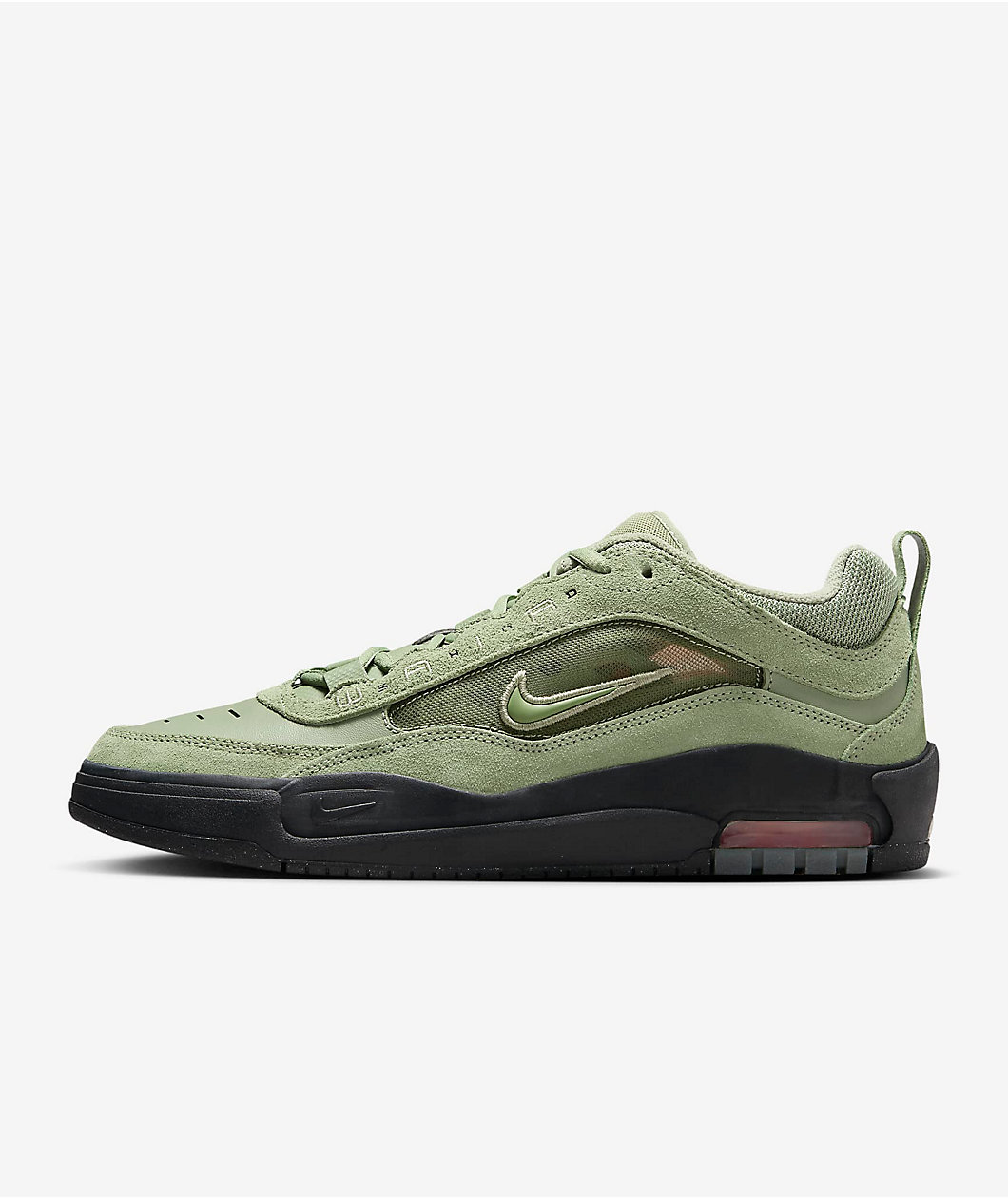 Nike Air Max Ishod Oil Green & Safety Orange Skate Shoes