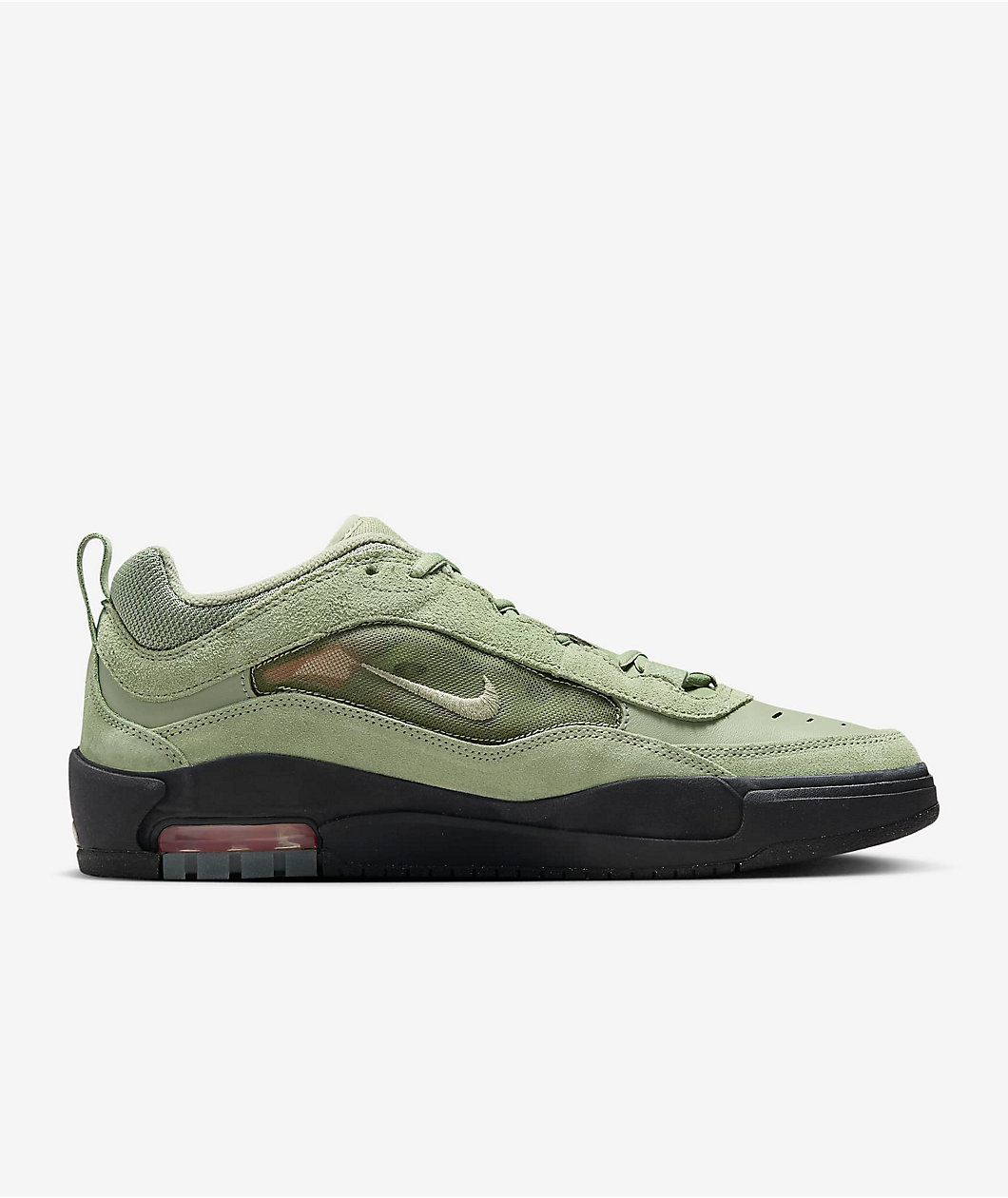 Nike Air Max Ishod Oil Green & Safety Orange Skate Shoes