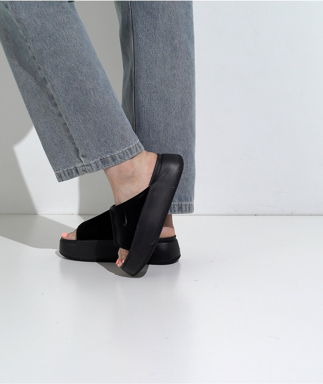 Nike Calm Elevation Black Platform Slide Sandals
