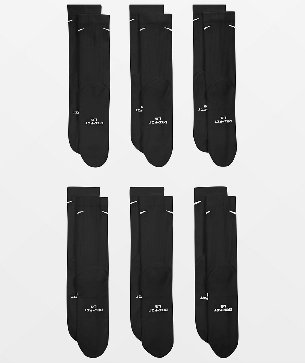 Nike Everyday Elevated Black 6 Pack Crew Socks