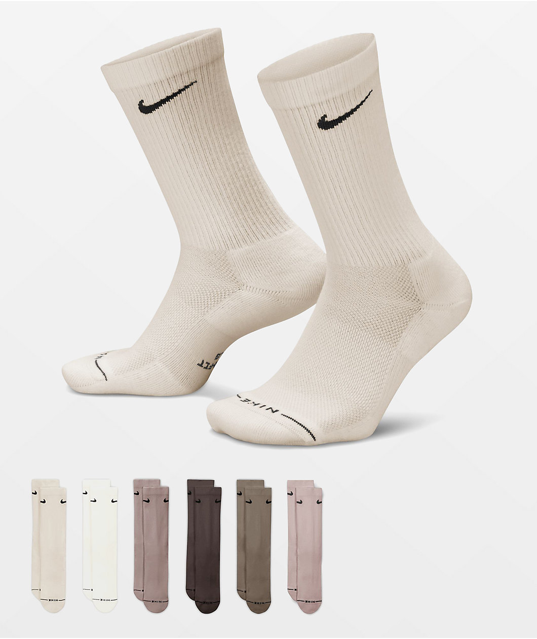 Nike Everyday Elevated Natural 6 Pack Crew Socks