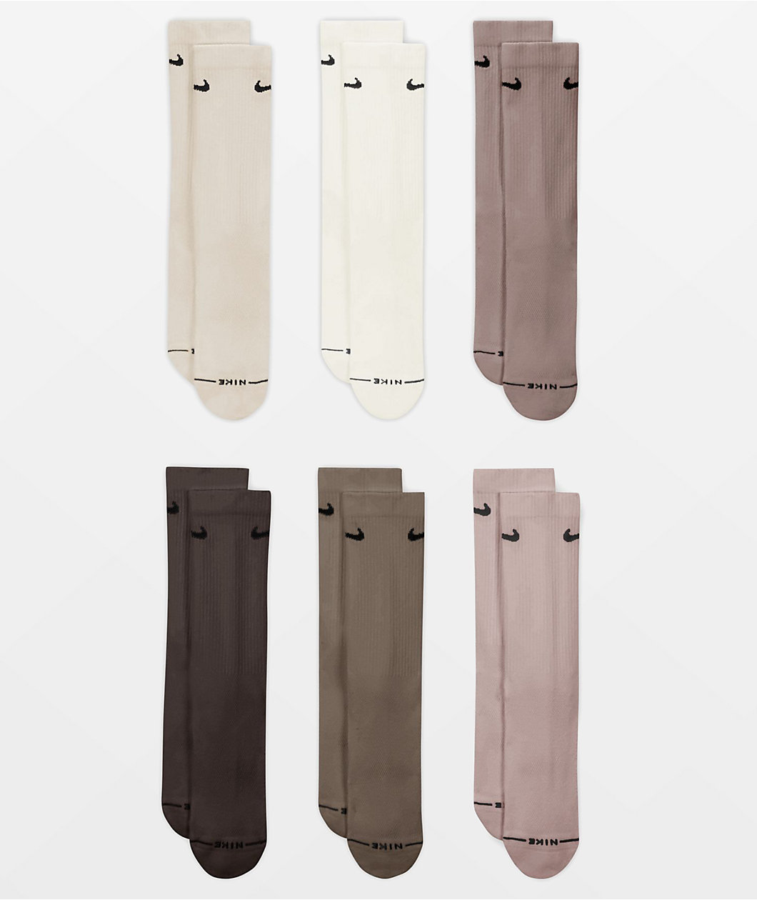 Nike Everyday Elevated Natural 6 Pack Crew Socks