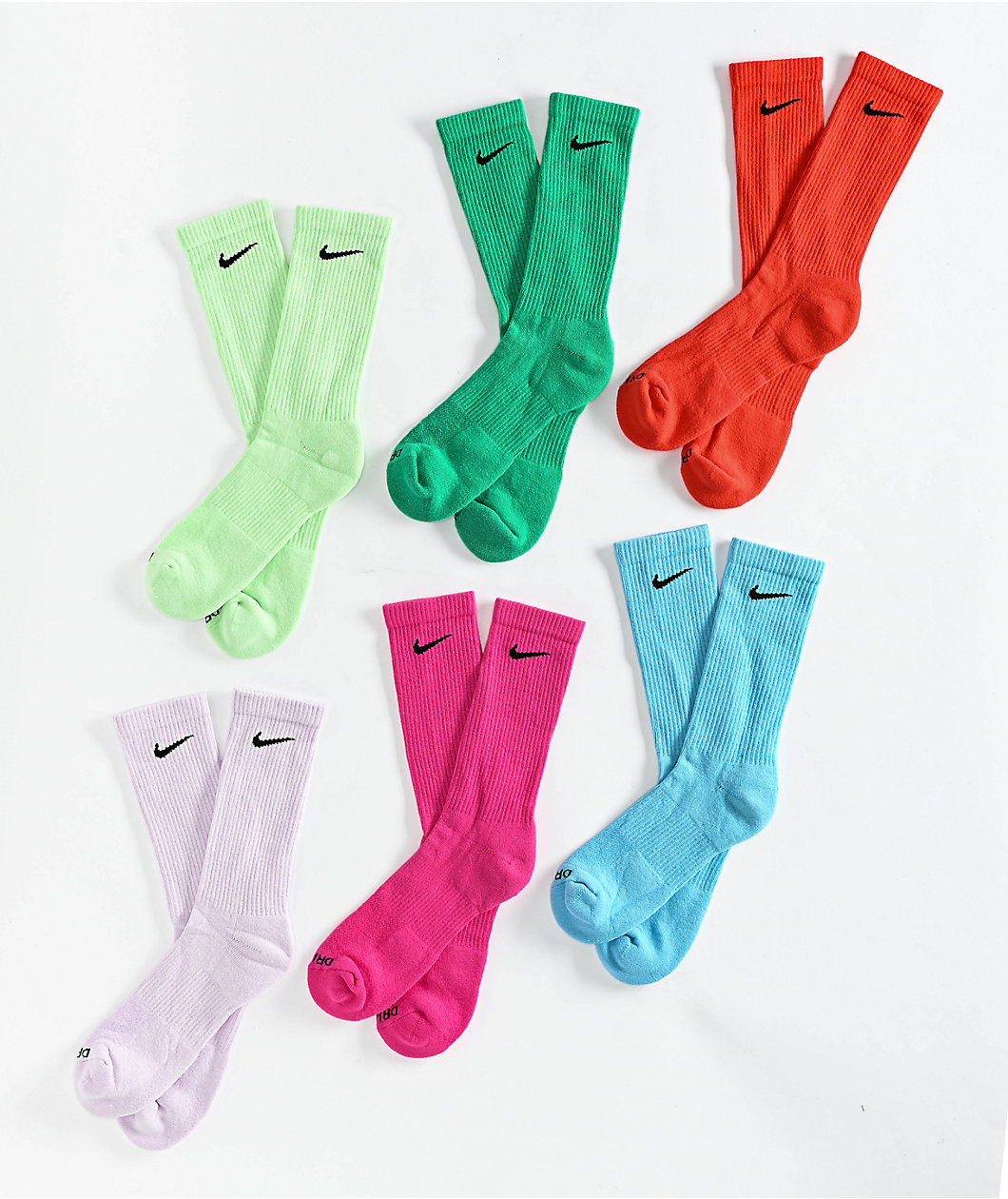 Nike Everyday Plus 6 Pack Multicolor Crew Socks