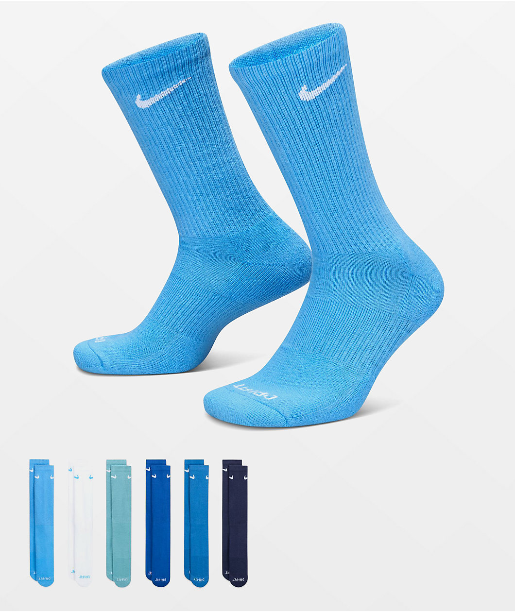 Nike Everyday Plus Cushioned Blue Tint 6 Pack Crew Socks