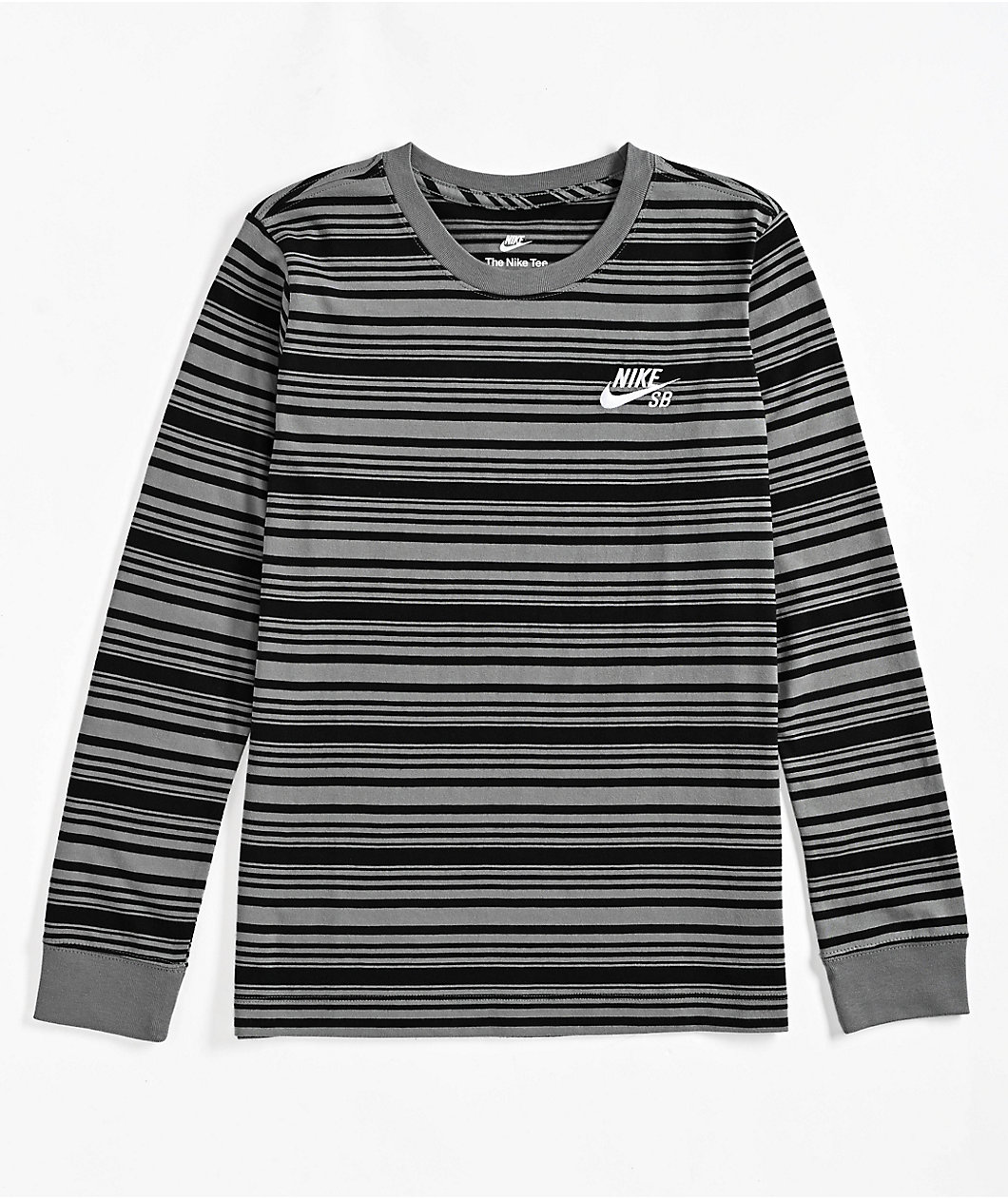 Nike SB Kids Skate Black & Smoke Grey Stripe Long Sleeve T-Shirt