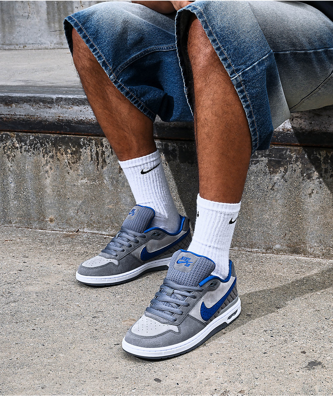 Nike SB P-Rod 1 Zoom Air Low Flint Grey & Royal Blue Skate Shoes