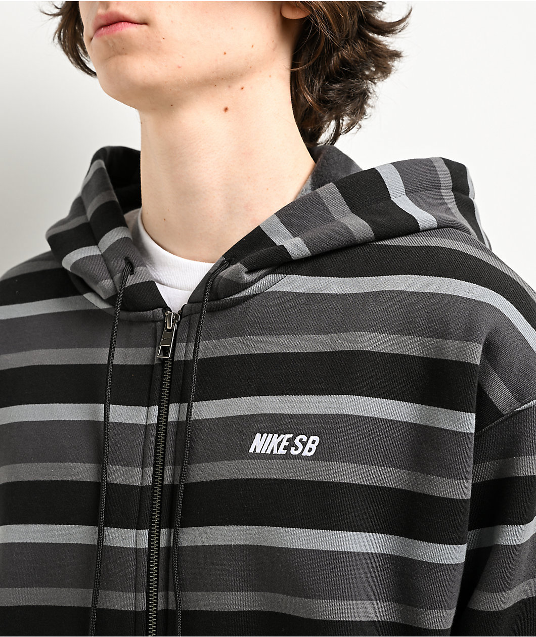 Nike SB Stripes Black & Grey Zip Hoodie