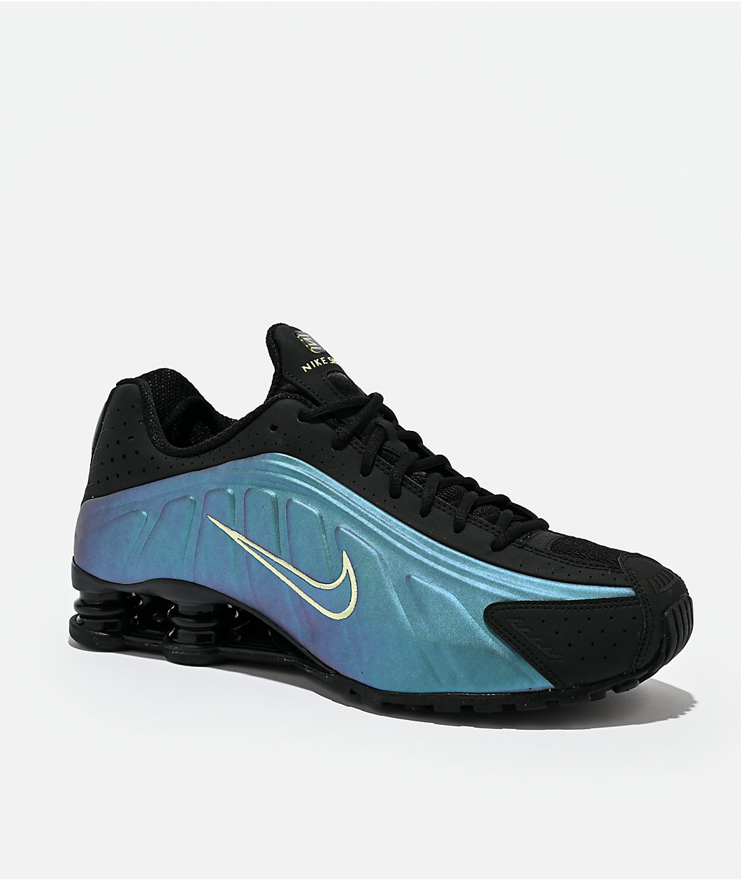 Nike Shox R4 Black, Sapphire & Liquid Lime Shoes