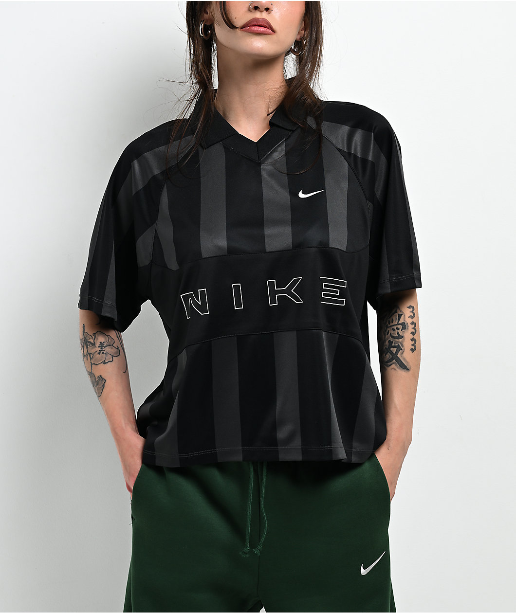 Nike Sportswear Black & Grey Stripe Jersey