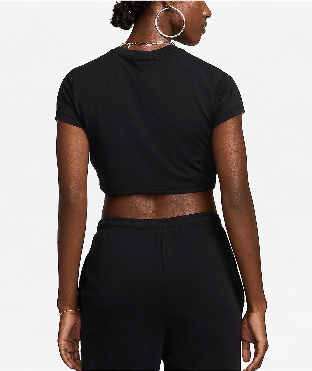 Nike Sportswear Chill Knit Square Neck Black Crop T-Shirt