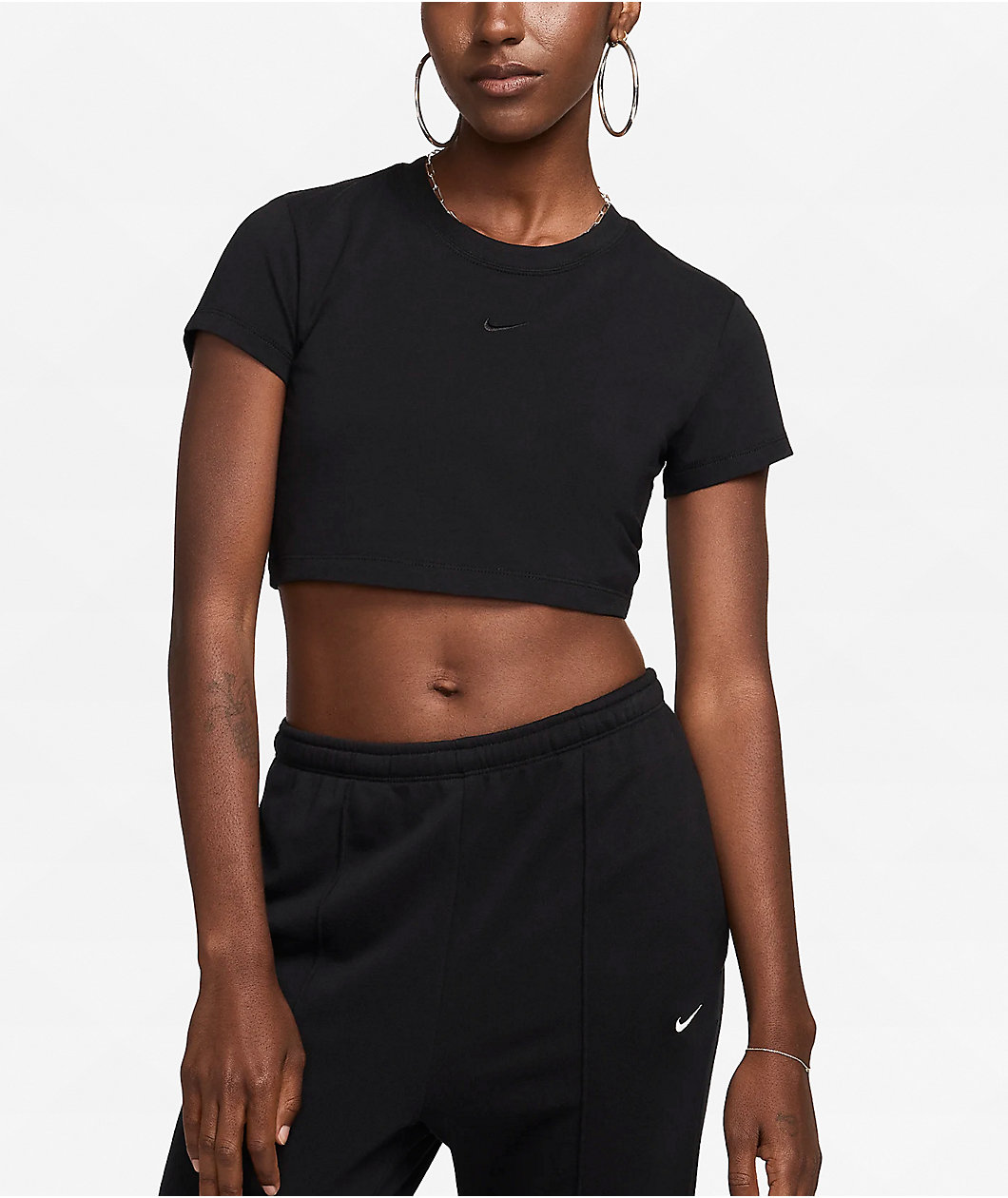 Nike Sportswear Chill Knit Square Neck Black Crop T-Shirt