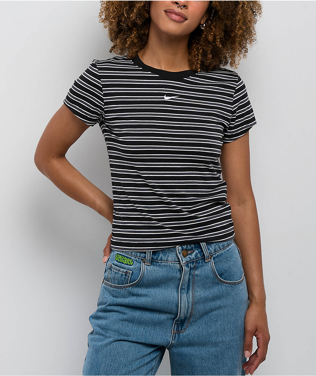Nike Sportswear Chill Striped Black Knit T-Shirt