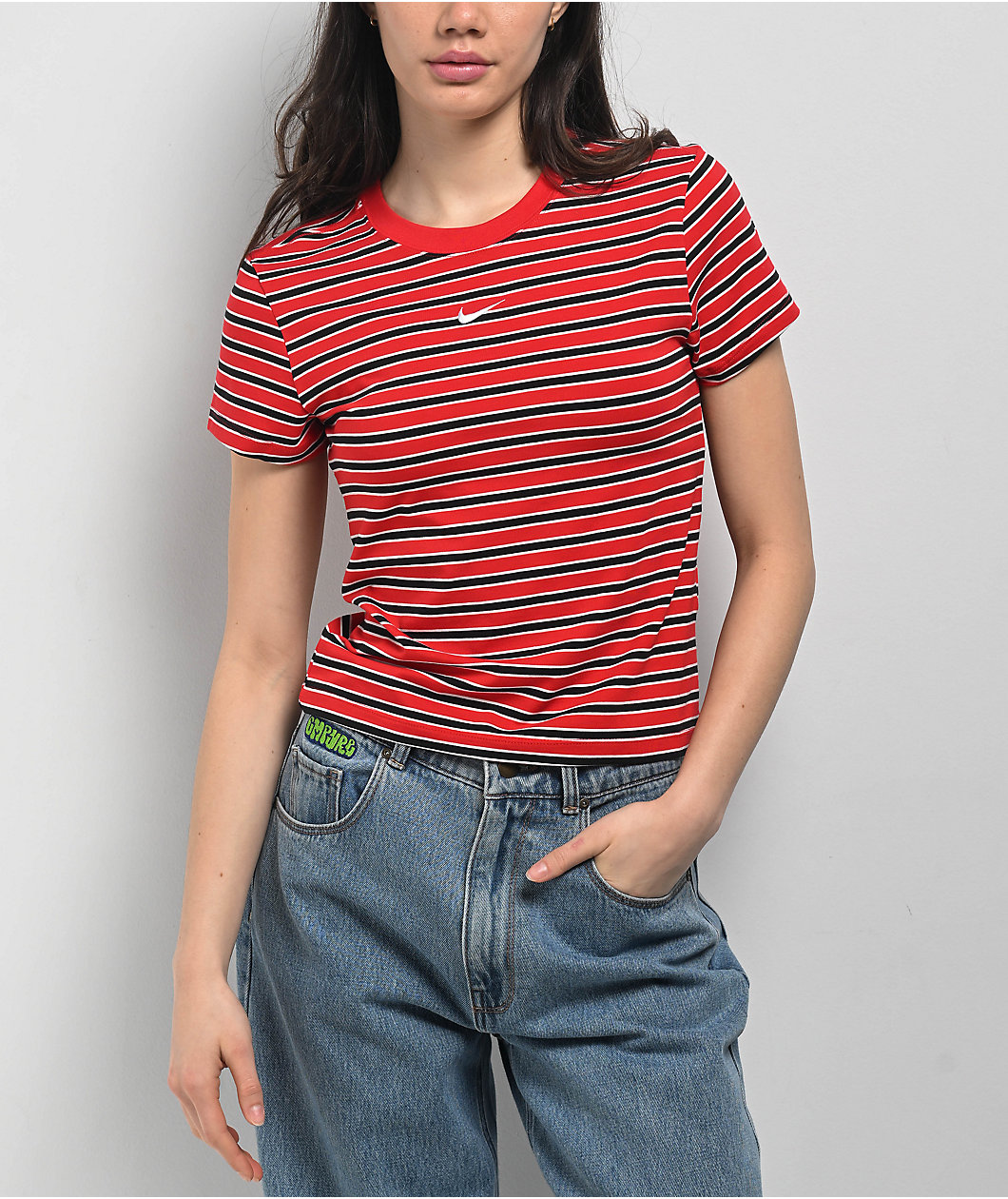 Nike Sportswear Chill Striped Red Knit T-Shirt