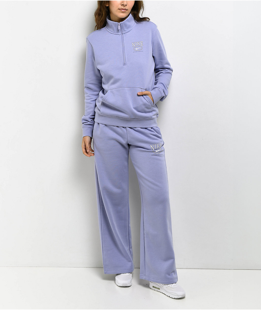 Nike Sportswear Club Purple Fleece Quarter Zip Sweatshirt