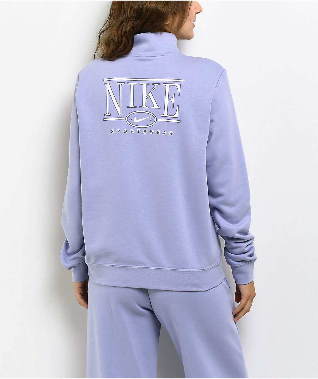 Nike Sportswear Club Purple Fleece Quarter Zip Sweatshirt