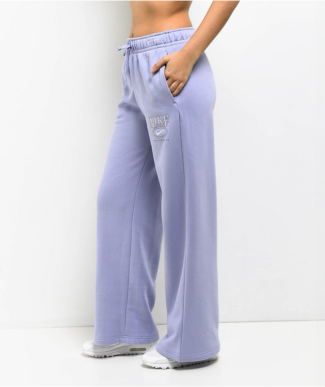 Nike Sportswear Club Purple Wide Leg Fleece Sweatpants