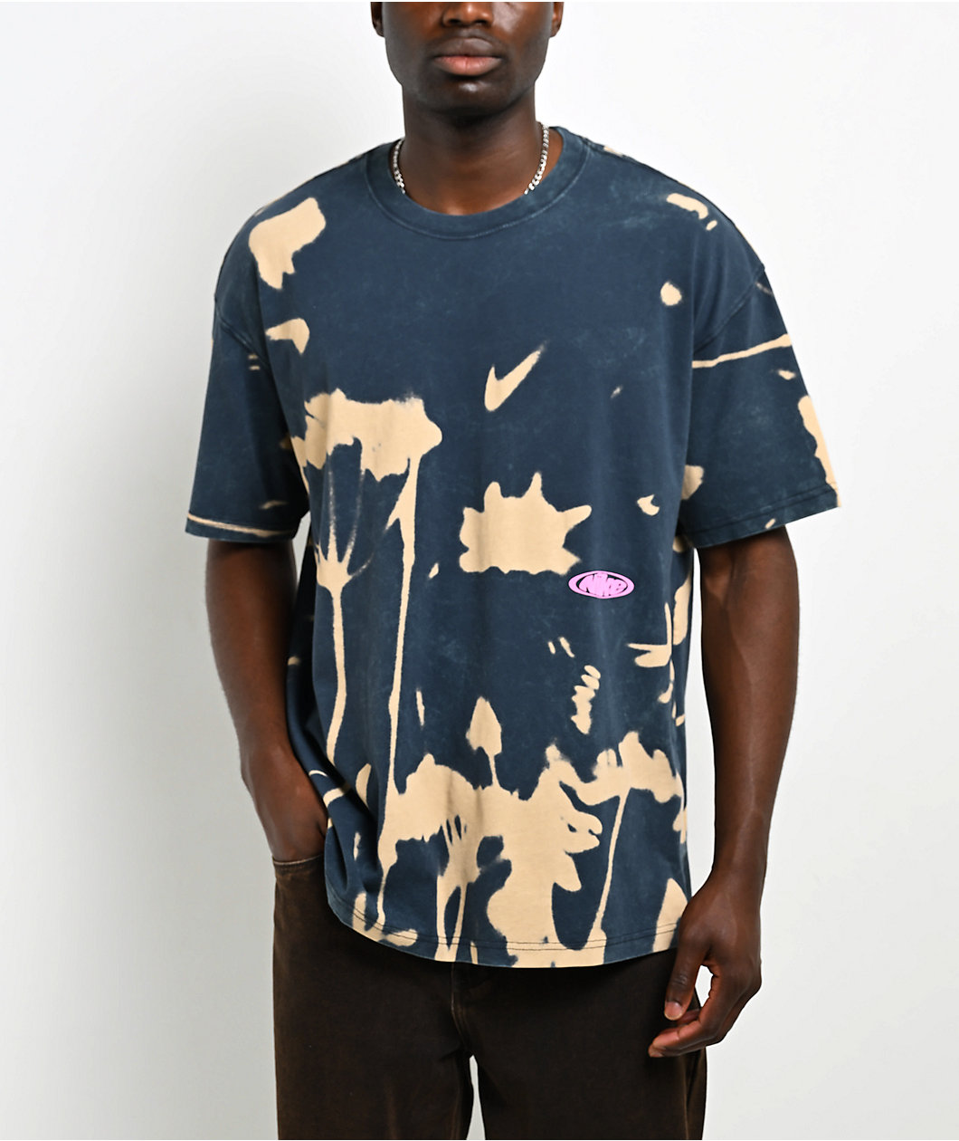 Nike Sportswear Floral Print Grey Wash T-Shirt