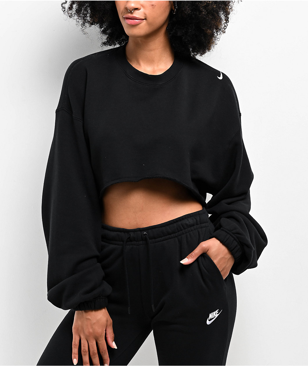 Nike Sportswear French Terry Black Oversized Shrug Sweatshirt