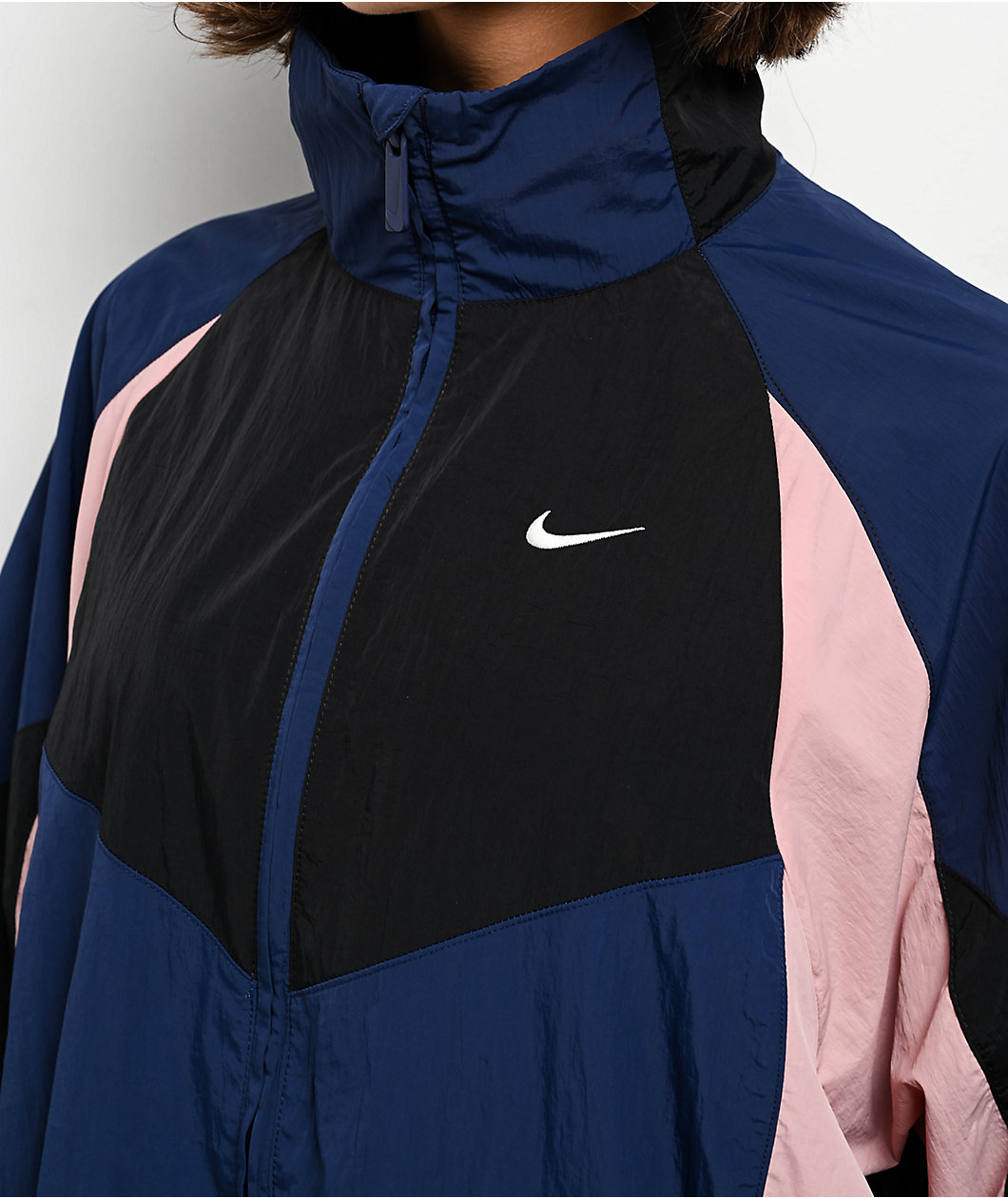 Nike Sportswear Midnight Navy, Black & Particle Pink Oversized Track Jacket