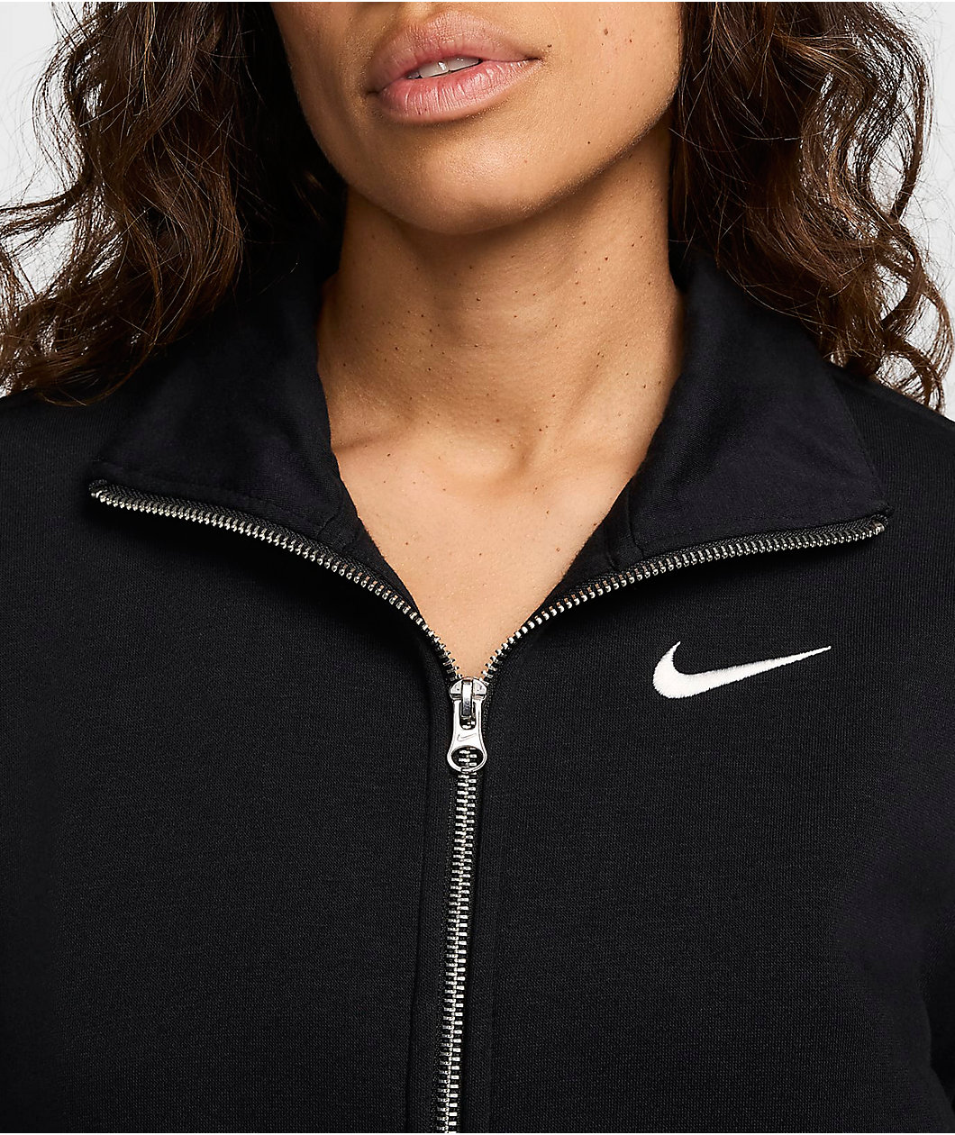 Nike Sportswear Phoenix Fleece Black Oversized Zip Crop Sweatshirt