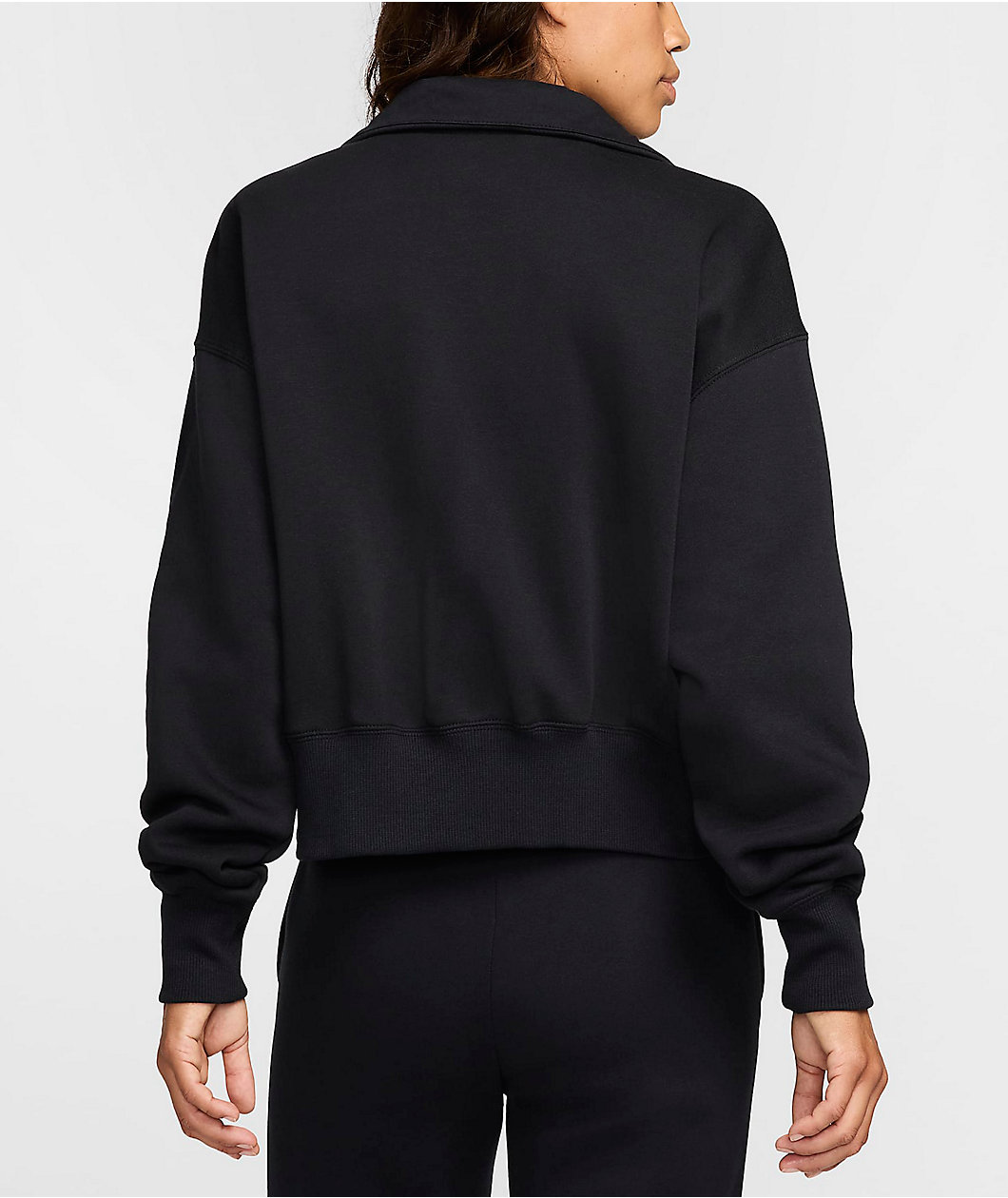 Nike Sportswear Phoenix Fleece Black Oversized Zip Crop Sweatshirt