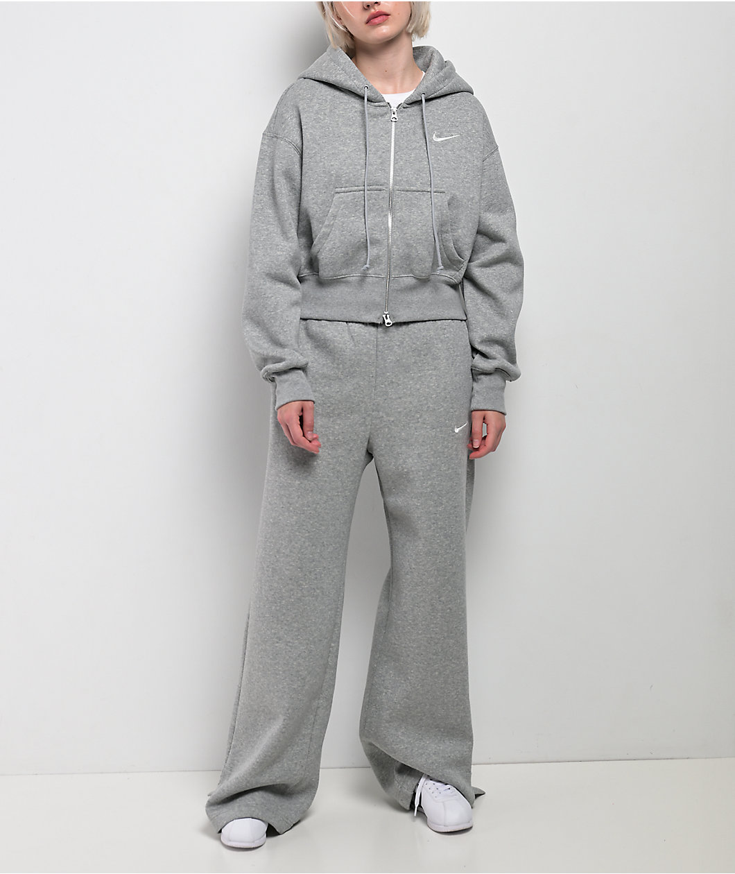 Nike Sportswear Phoenix Fleece Heather Grey High Rise Wide Leg Sweatpants