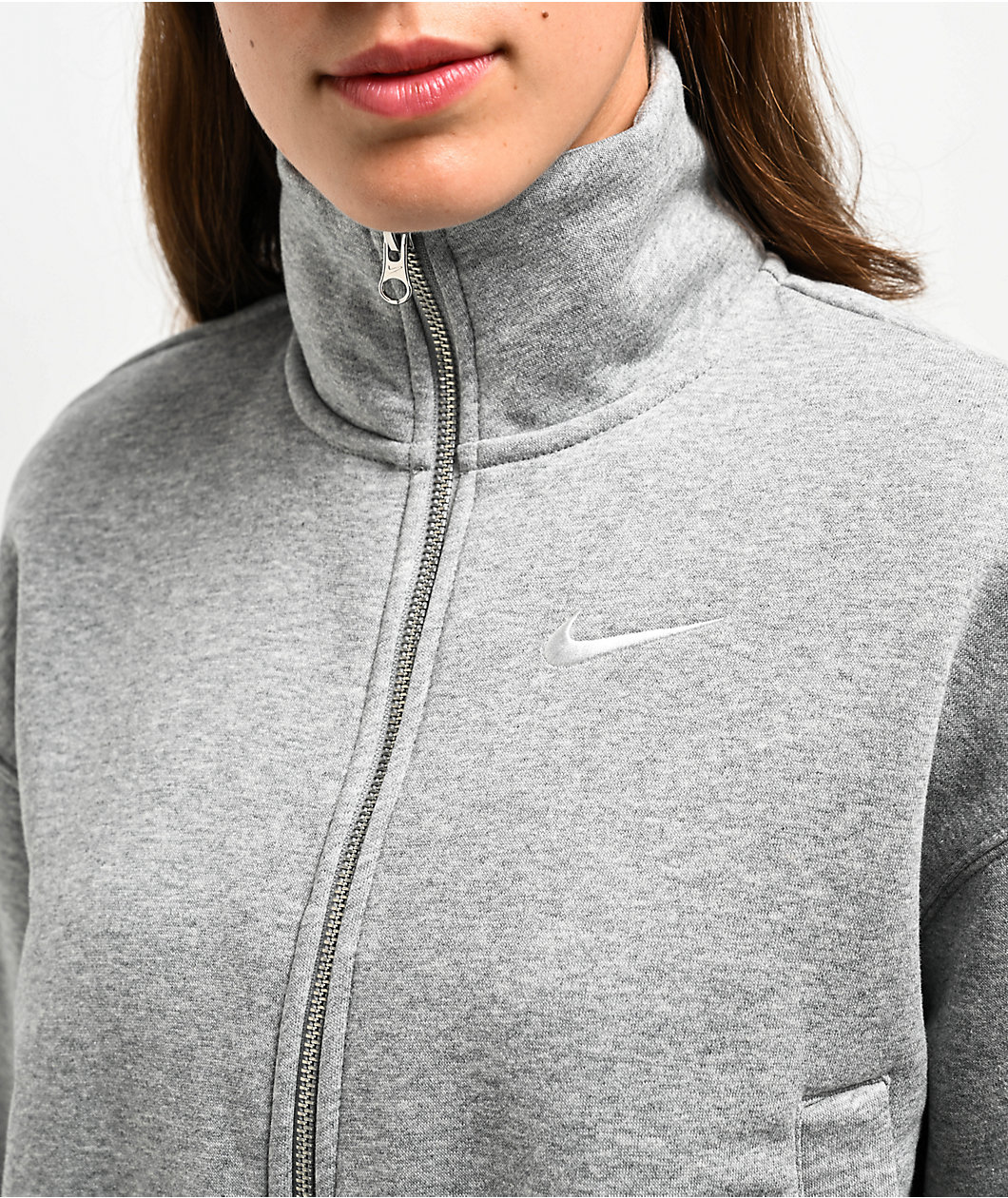 Nike Sportswear Phoenix Fleece Heather Grey Oversized Zip Track Jacket