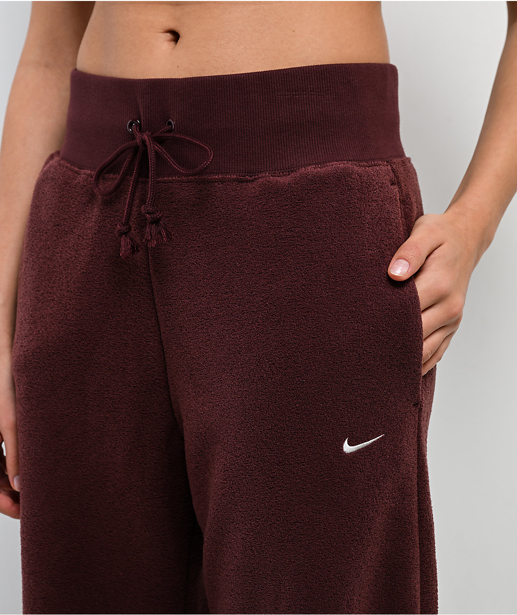 Nike Sportswear Phoenix Plush Burgundy Crush High Rise Wide Leg Sweatpants