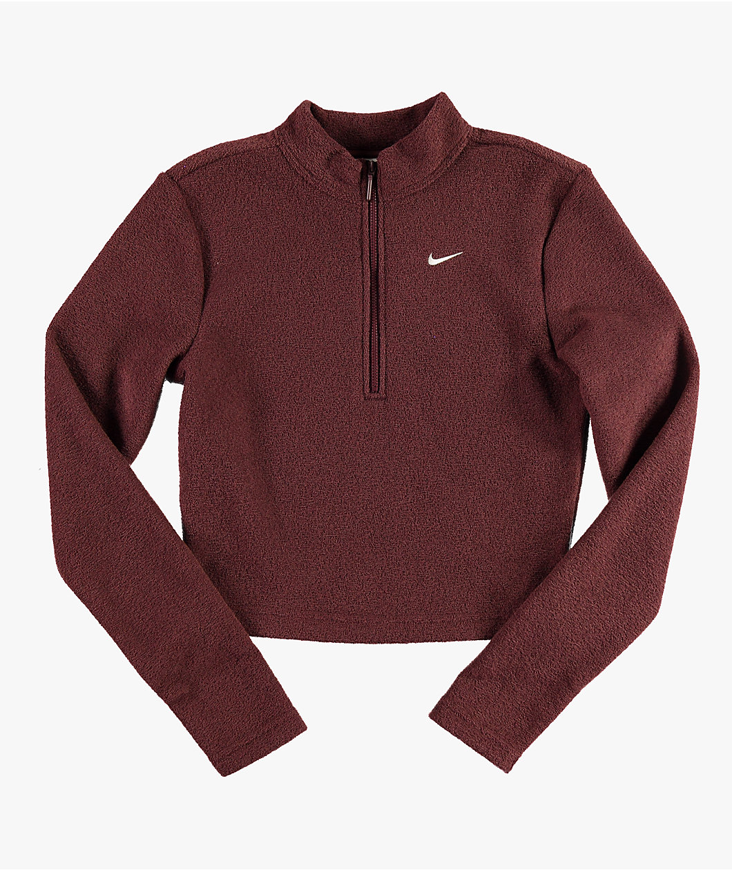 Nike Sportswear Phoenix Plush Burgundy Crush Quarter Zip Crop Sweatshirt