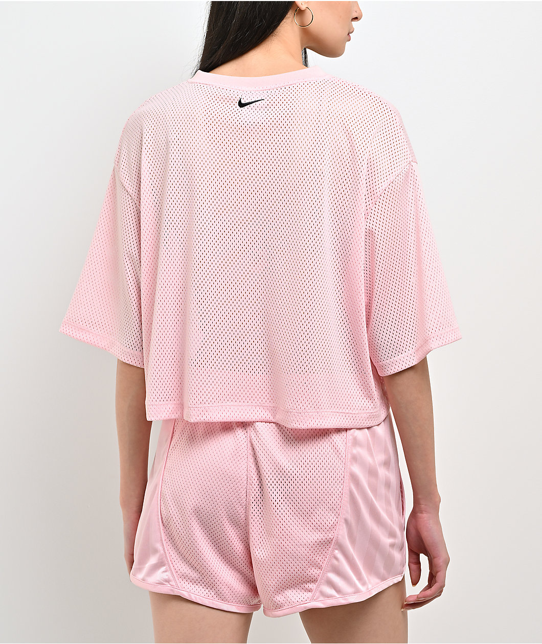 Nike Sportswear Stripe Light Carnation Boxy Crop Mesh Jersey