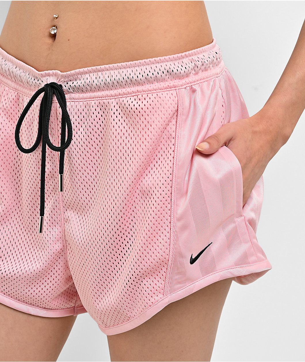 Nike Sportswear Stripe Light Carnation Mid Rise Mesh Shorts