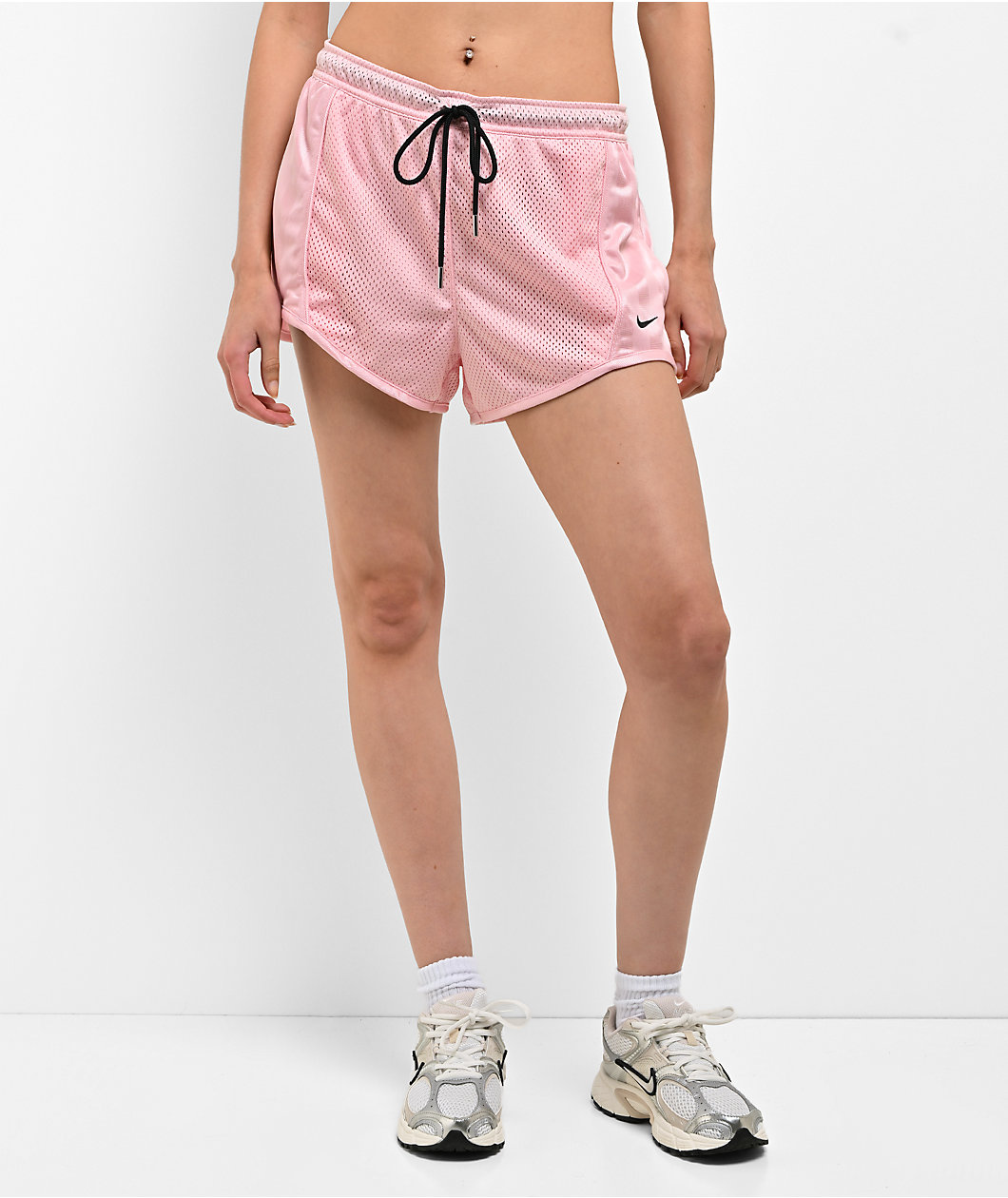 Nike Sportswear Stripe Light Carnation Mid Rise Mesh Shorts