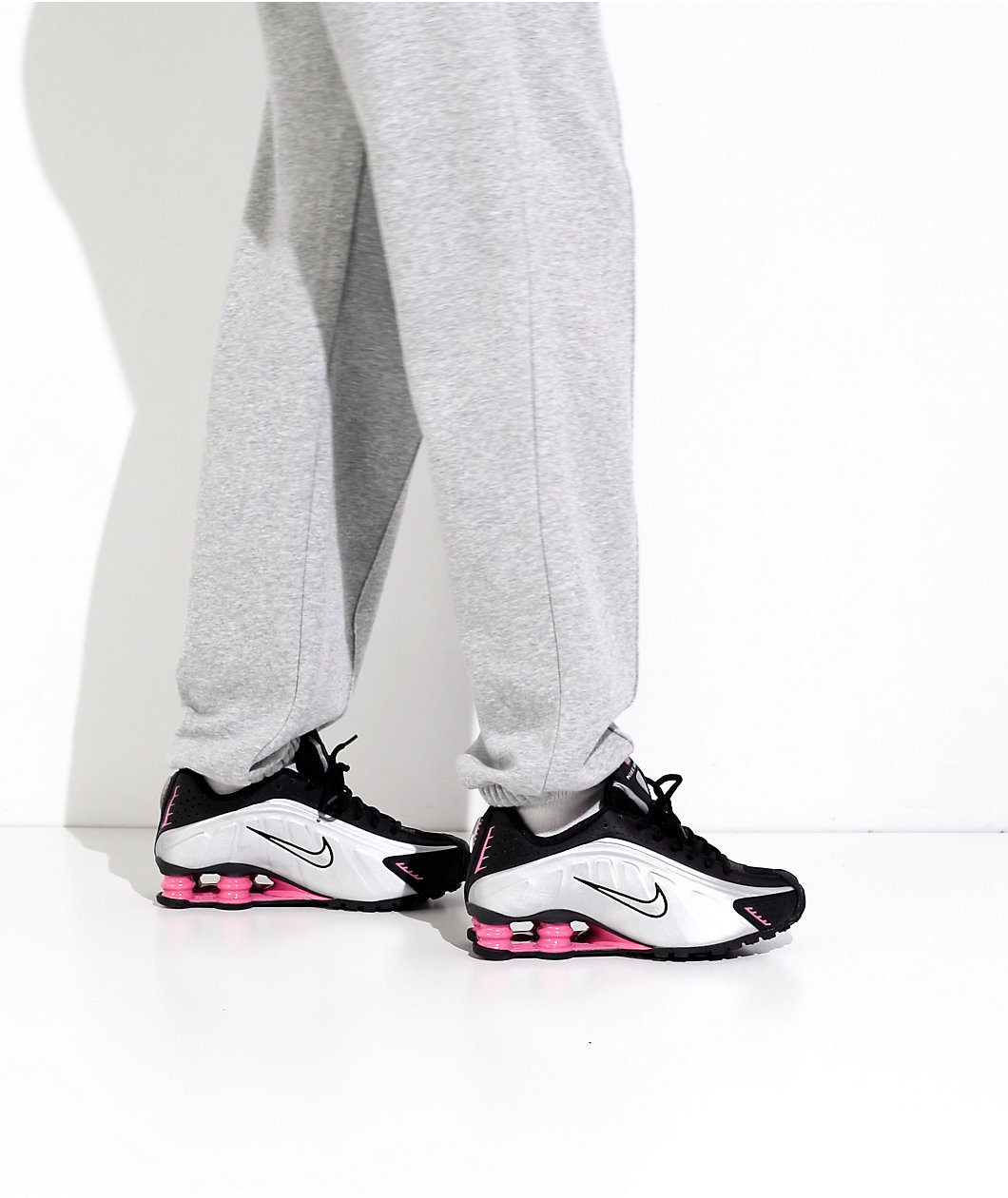 Nike Women's Shox R4 Metallic Silver & Black Shoes