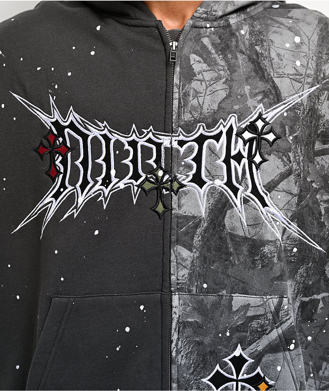 Ninth Hall Adductor Grey & Camo Boxy Zip Hoodie