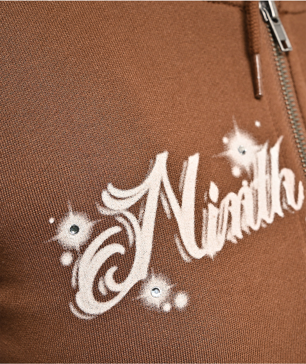Ninth Hall Airbrush Afterlife Brown Crop Zip Hoodie