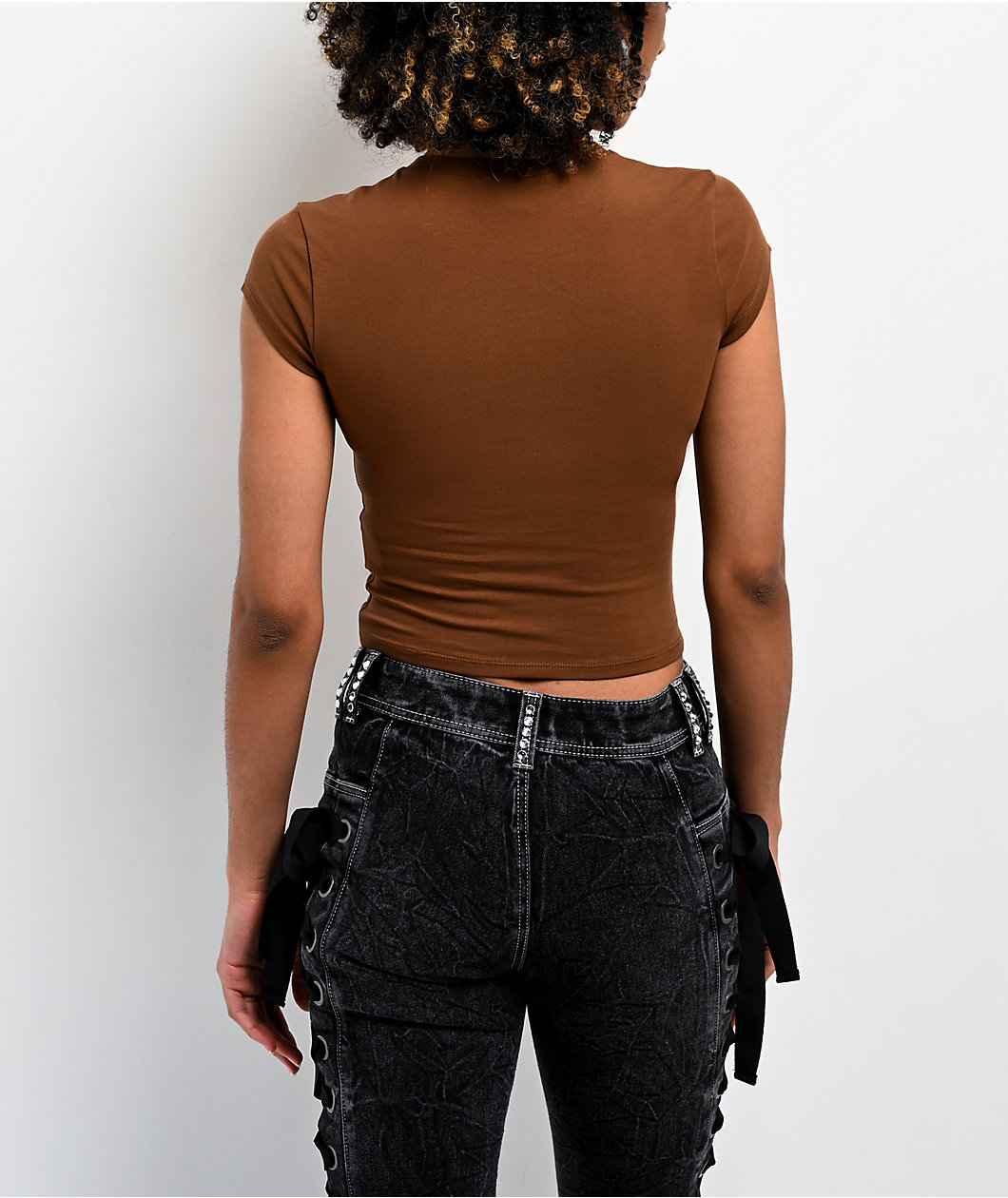 Ninth Hall Alina Brown Crop T-Shirt
