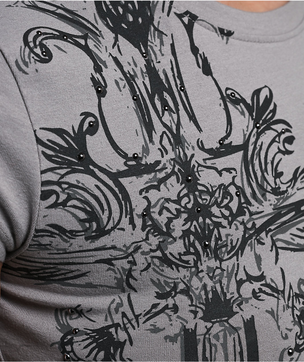 Ninth Hall Alina Cross Grey Crop T-Shirt