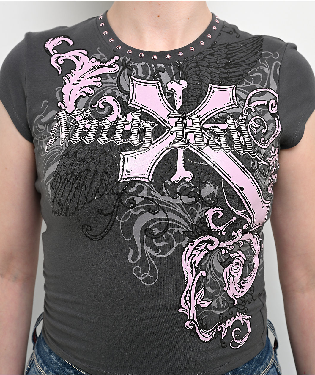Ninth Hall Alina Volcanic Ash Crop T-Shirt